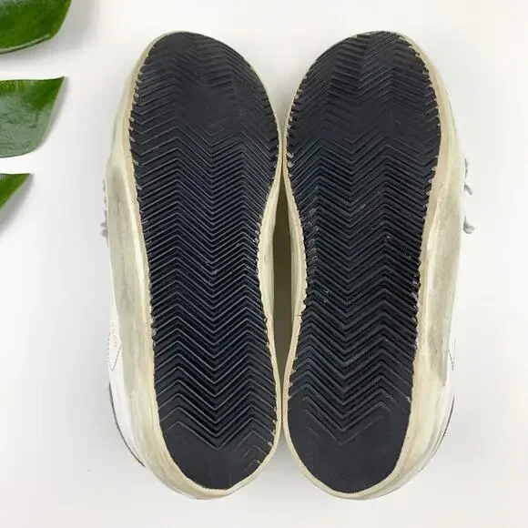 Golden Goose Superstar Low Top Sneakers White Leather Grey Fleece Star Womens 38 - Picture 15 of 16